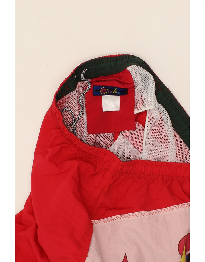 VINTAGE Mens Graphic Swimming Shorts XL  Red Colourblock Polyester Vintage Vintage and Second-Hand Vintage from Messina Hembry 