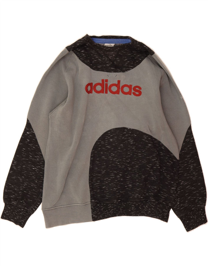 ADIDAS Boys Graphic Sweatshirt Jumper 11-12 Years  Grey Flecked Vintage Adidas and Second-Hand Adidas from Messina Hembry 