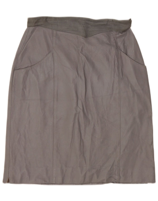 Vintage ženska kožna suknja visokog struka IT 48 XL W28 siva koža