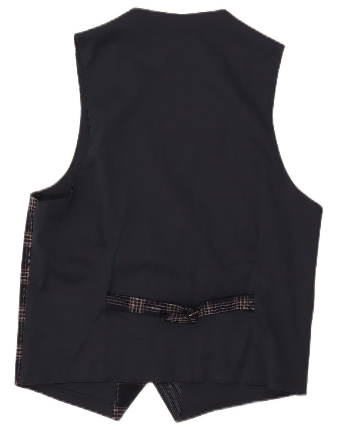 Vintage muški prsluk IT 46 mali tamnoplavi karirani poliester