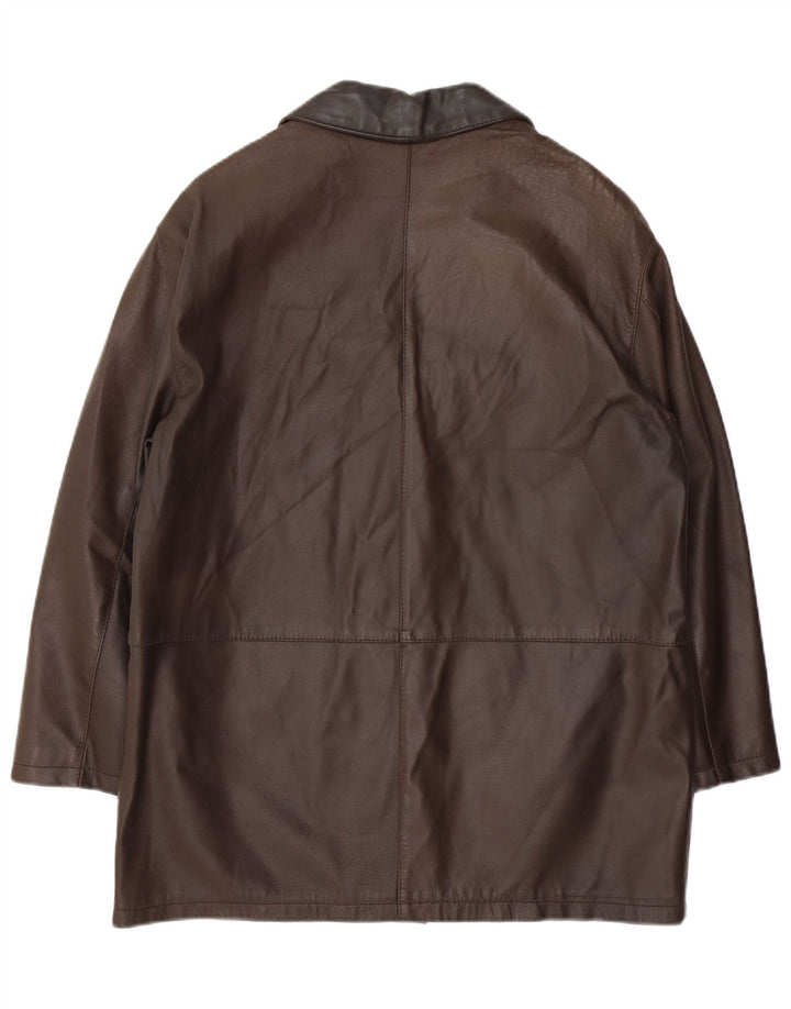 Vintage ženski preveliki kožni kaput IT 46 Large Brown Leather
