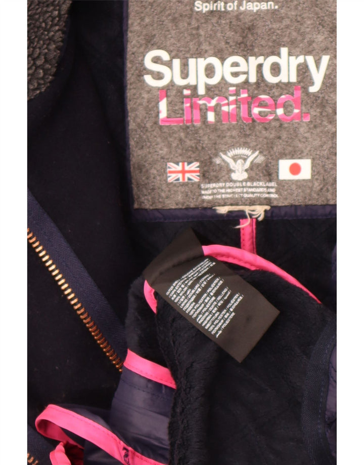 Superdry ženska prošivena jakna UK 14 Srednji tamnoplavi najlon u boji