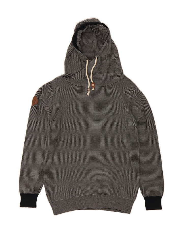 JACK & JONES Mens Hoodie Jumper Medium Black Striped Cotton Vintage Jack & Jones and Second-Hand Jack & Jones from Messina Hembry 
