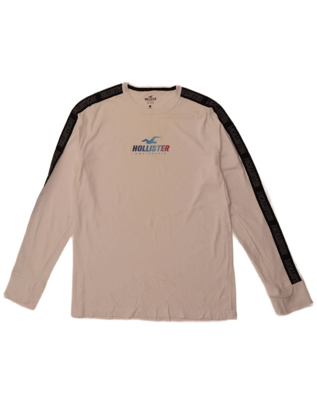 HOLLISTER Muška majica dugih rukava s grafikama, veliki bijeli pamuk u blokovima boja