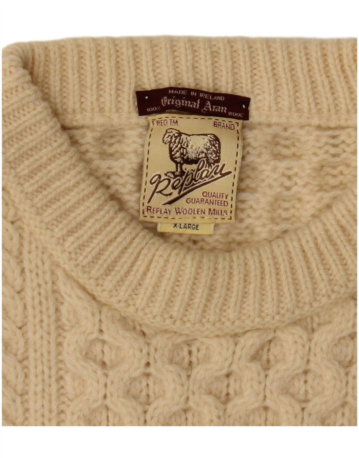 REPLAY Muški džemper s okruglim izrezom XL od bijele vune