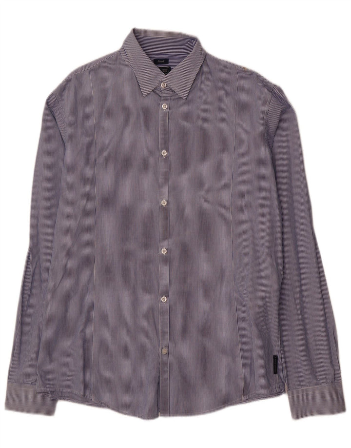 Armani Jeans muška pripijena košulja 2XL pamuk s plavim prugama