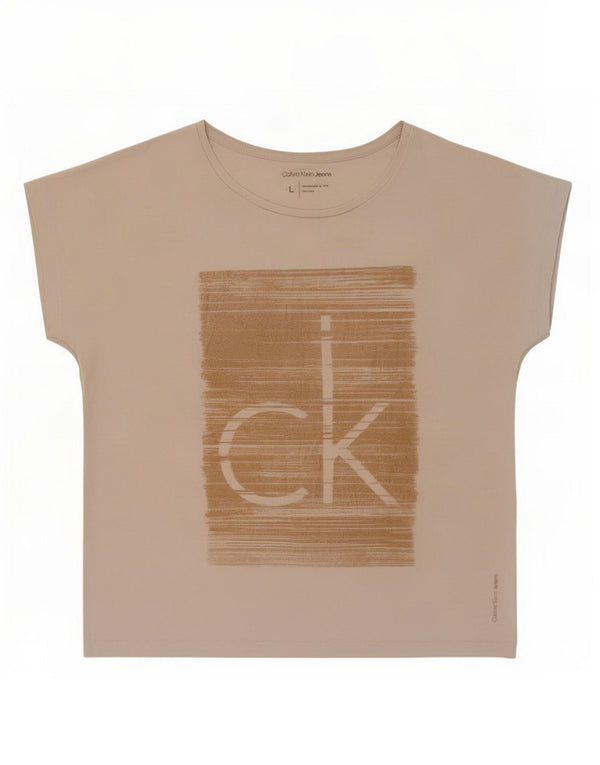 Calvin Klein Jeans Ženska majica kratkih rukava s grafičkim motivima UK 16 Large Beige
