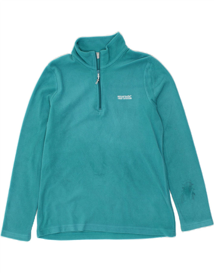 REGATTA Womens Zip Neck Fleece Jumper UK 12 Medium  Blue Polyester Vintage Regatta and Second-Hand Regatta from Messina Hembry 