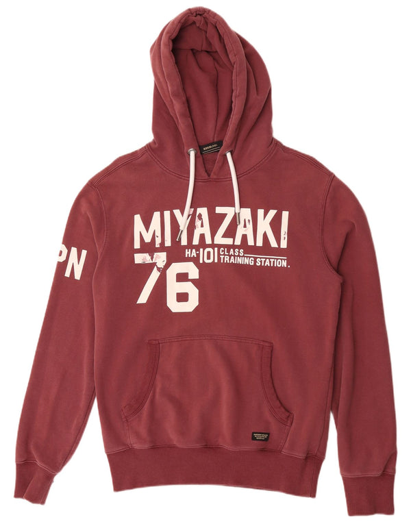 Superdry muška majica s kapuljačom s kapuljačom Srednji bordo pamuk