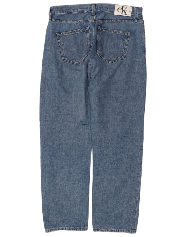 CALVIN KLEIN Muške ravne traperice visokog struka W30 L28 plavi pamuk