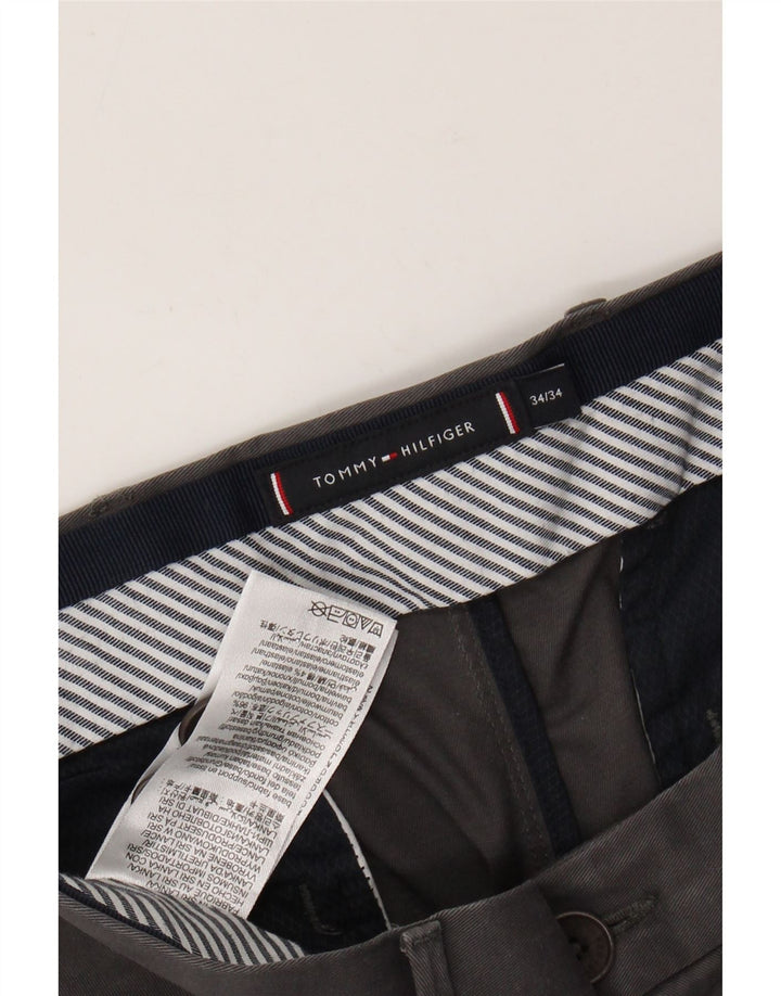 TOMMY HILFIGER Muške uske chino hlače W34 L34 Sivi pamuk