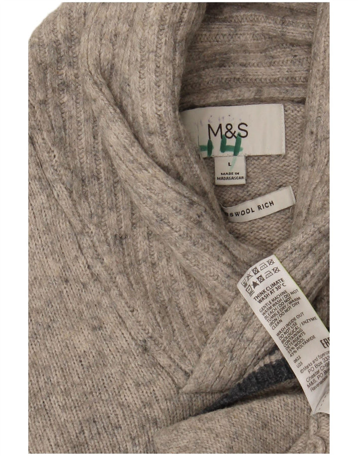 Marks & Spencer muški džemper sa šalom i ovratnikom Veliki sivi vuneni džemper
