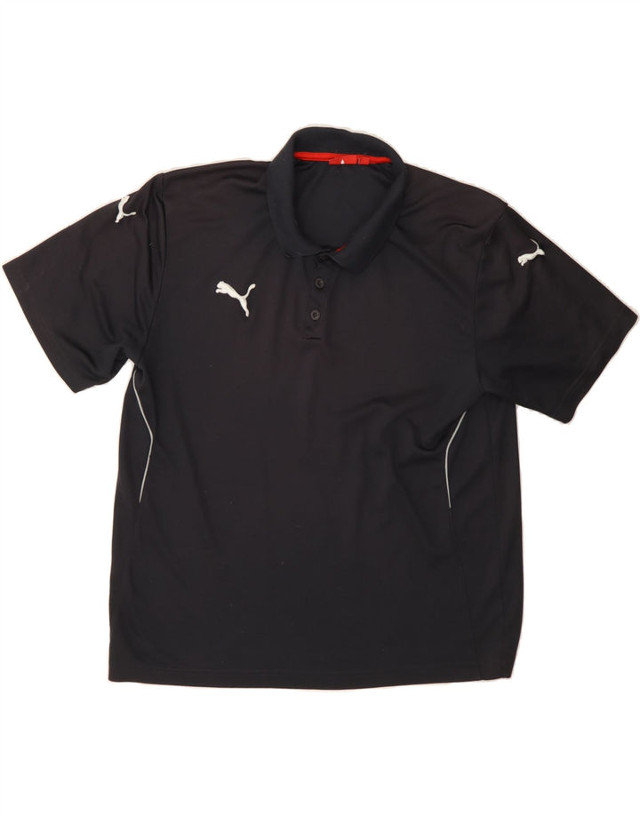 PUMA Mens Polo Shirt Large Black Polyester Vintage Puma and Second-Hand Puma from Messina Hembry 