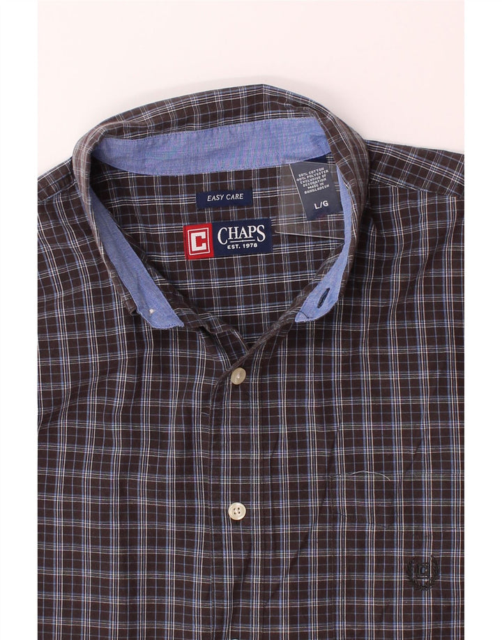 CHAPS Mens Easy Care Shirt Large Grey Check Cotton Vintage Chaps and Second-Hand Chaps from Messina Hembry 