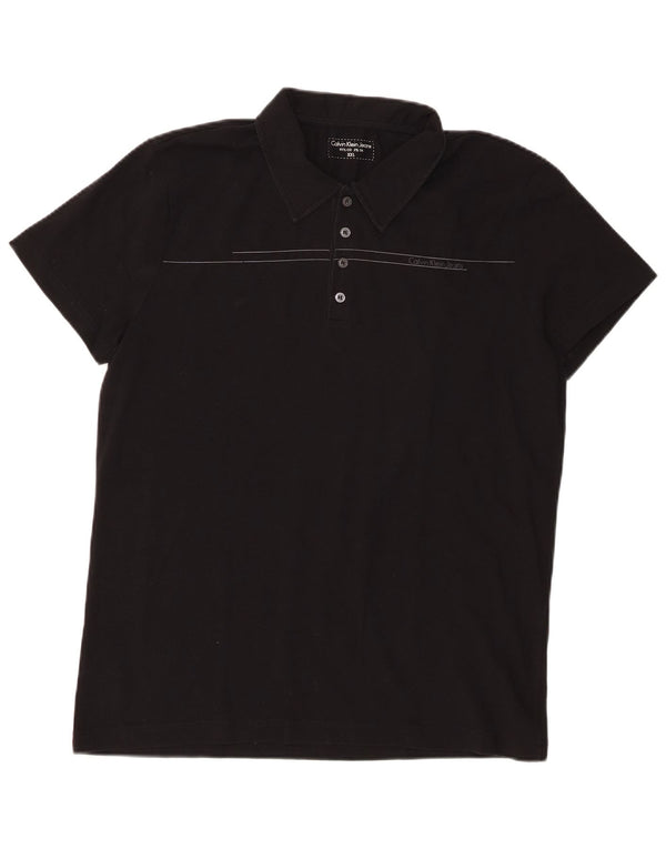 CALVIN KLEIN JEANS Mens Polo Shirt 2XL Black Cotton