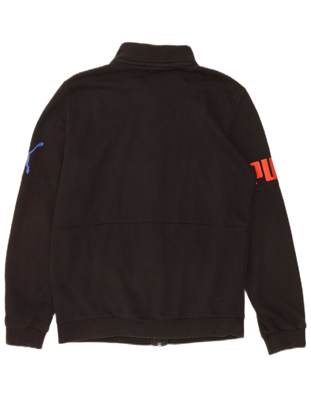 PUMA Boys Graphic Tracksuit Top Jacket 13-14 Years Black Cotton