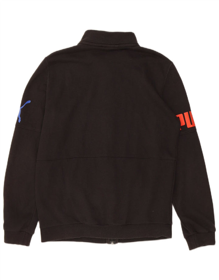 PUMA Boys Graphic Tracksuit Top Jacket 13-14 Years Black Cotton