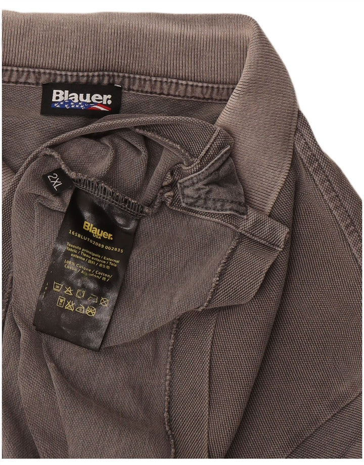 Blauer muška polo majica standardnog kroja 2XL sivi pamuk