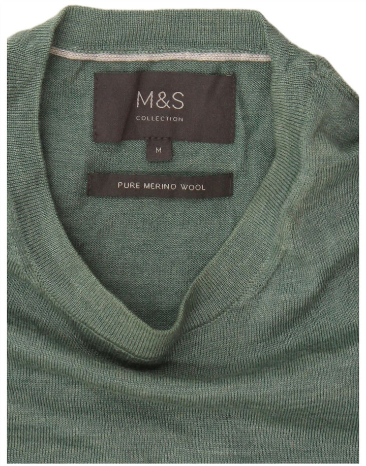 Marks & Spencer muški džemper s okruglim izrezom, srednje zelena merino vuna