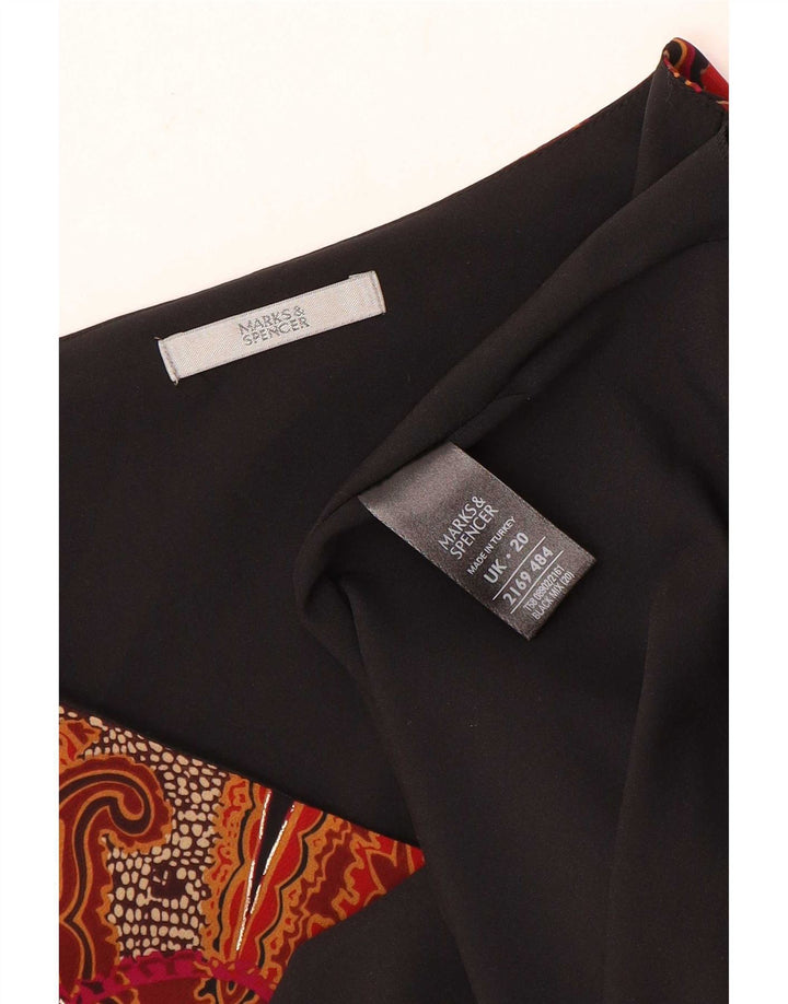 Marks & Spencer Top ženska bluza UK 20 2XL crni poliester s paisley motivima