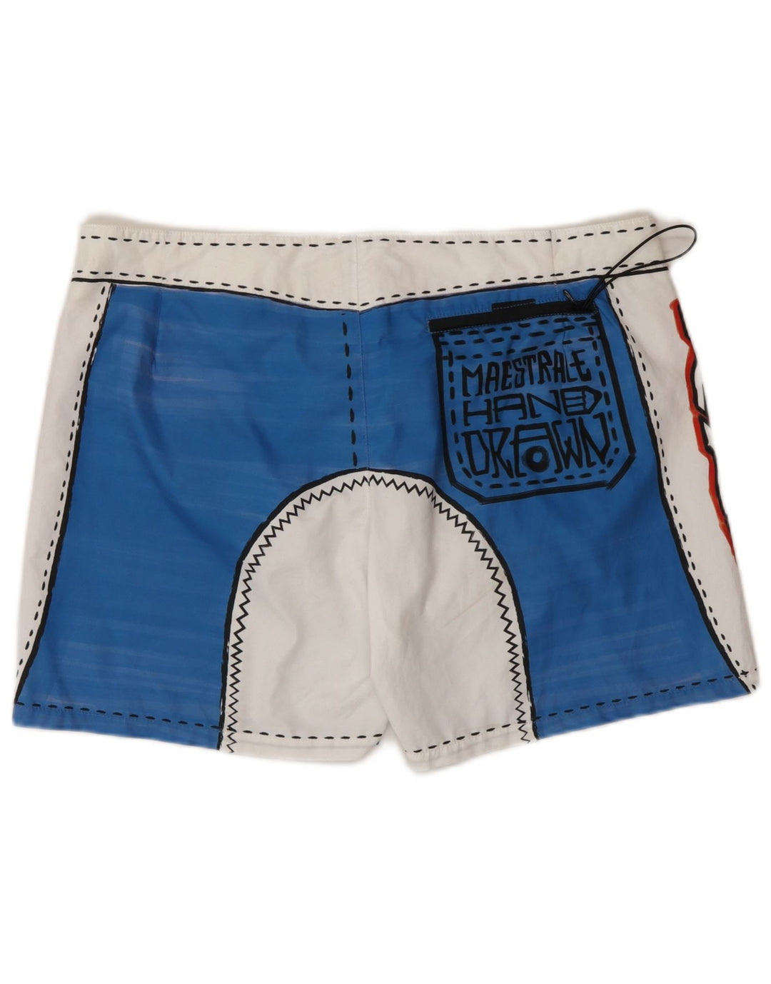 RRD Mens Graphic Swimming Shorts Large  Blue Colourblock Polyester
