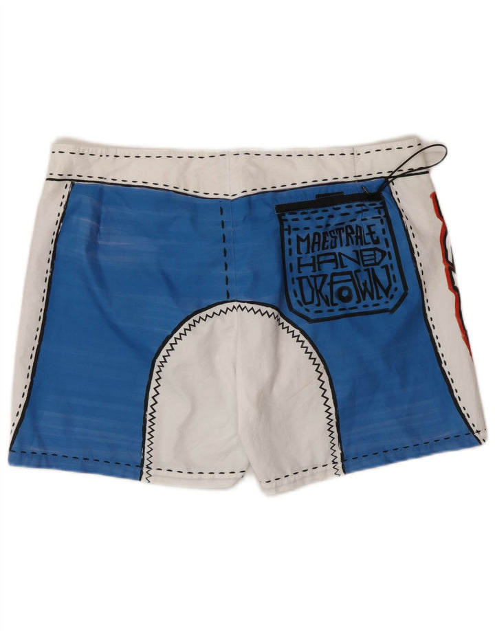 RRD Mens Graphic Swimming Shorts Large  Blue Colourblock Polyester