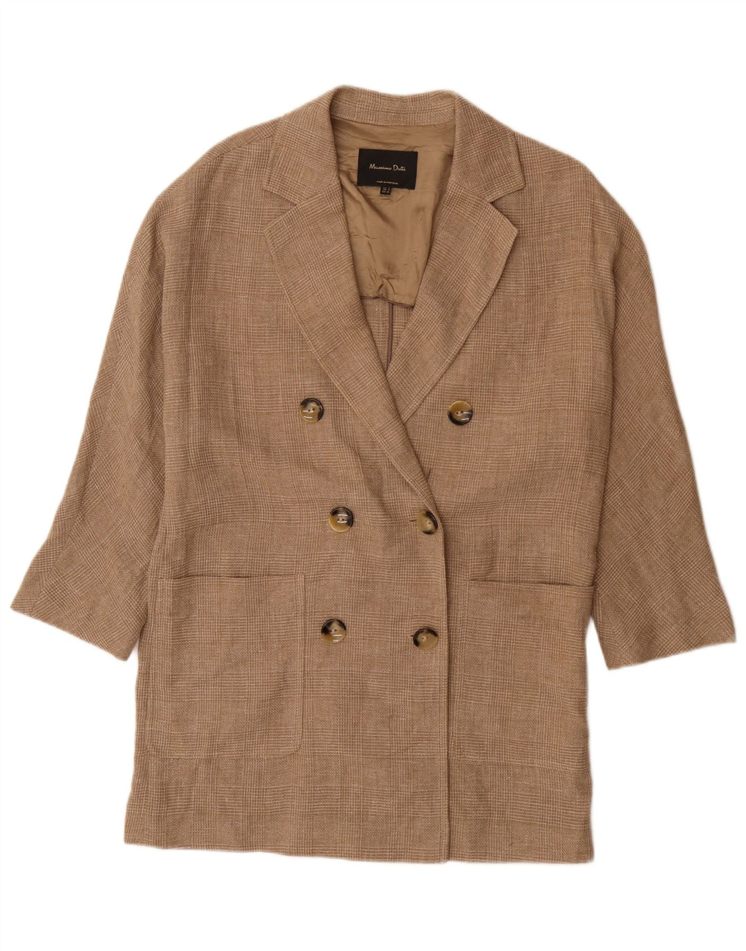 Massimo Dutti muški kaput s dvostrukim kopčanjem 3/4 rukava UK 36 mali smeđi karirani