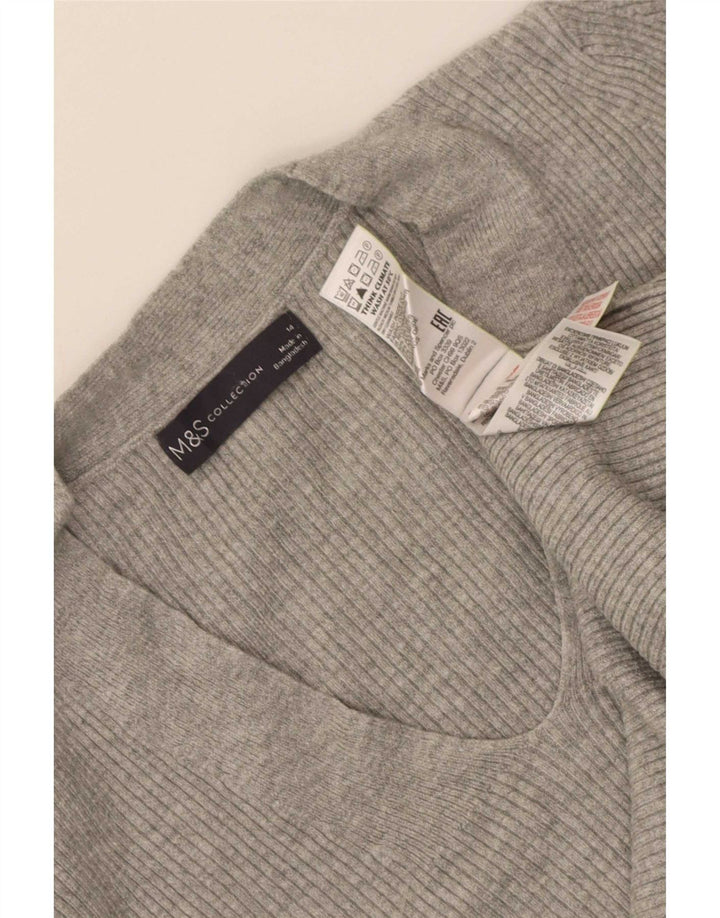 Marks & Spencer ženski džemper s V-izrezom UK 14 Velika siva viskoza