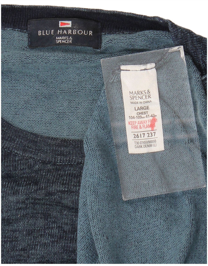 Marks & Spencer muški plavi Harbor džemper s okruglim izrezom, veliki tamnoplavi