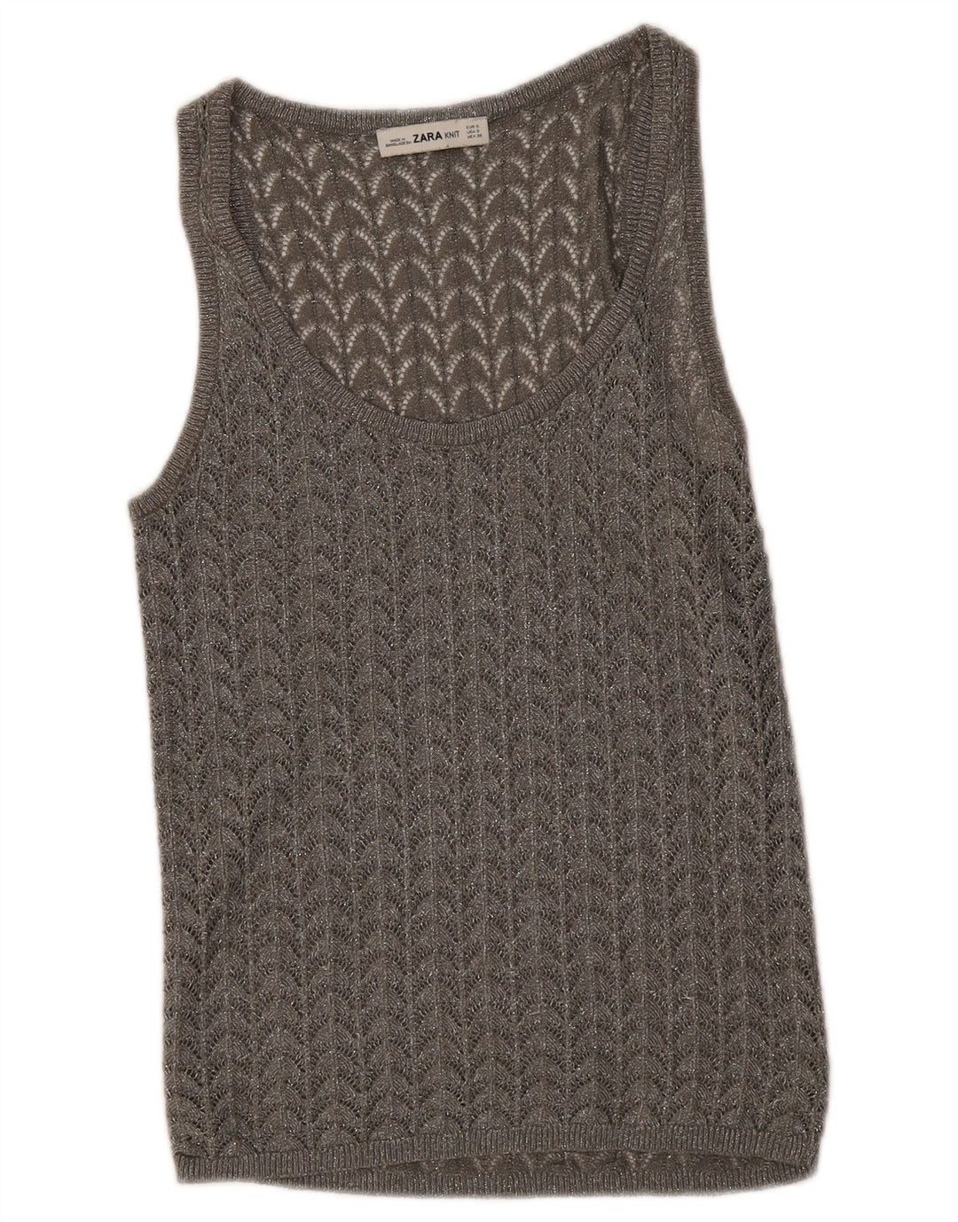Zara ženski heklani prsluk UK 8 Small Gray