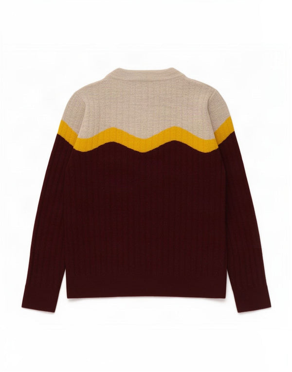 Cos ženski kratki džemper s okruglim izrezom UK 8 Small Burgundy Colourblock