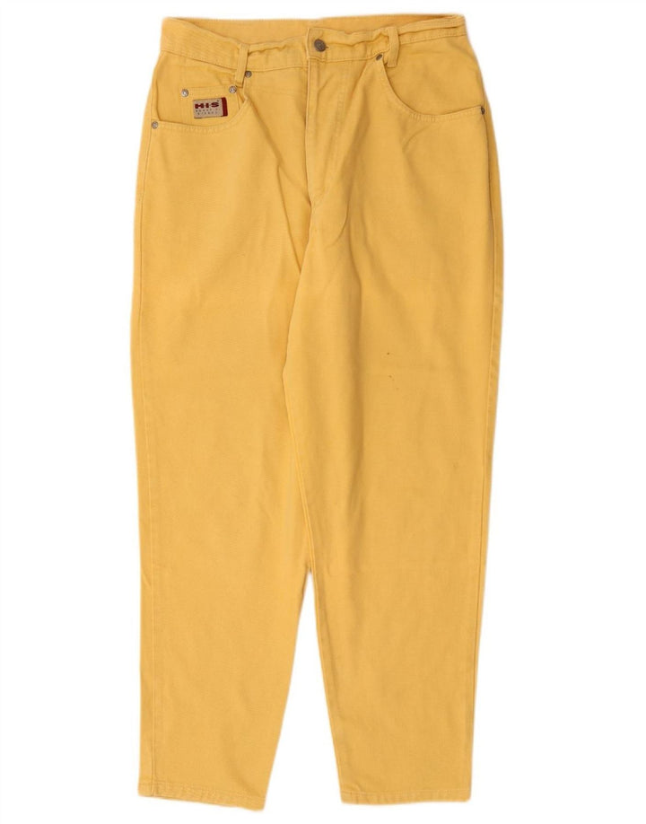 H.I.S ženske sužene traperice visokog struka UK 18 XL W32 L28 žuti pamuk