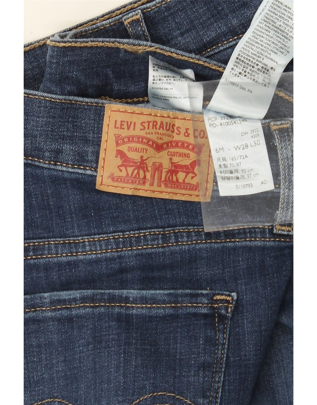 LEVI'S ženske ravne traperice klasičnog kroja US 6 srednje W28 L27 plavi pamuk