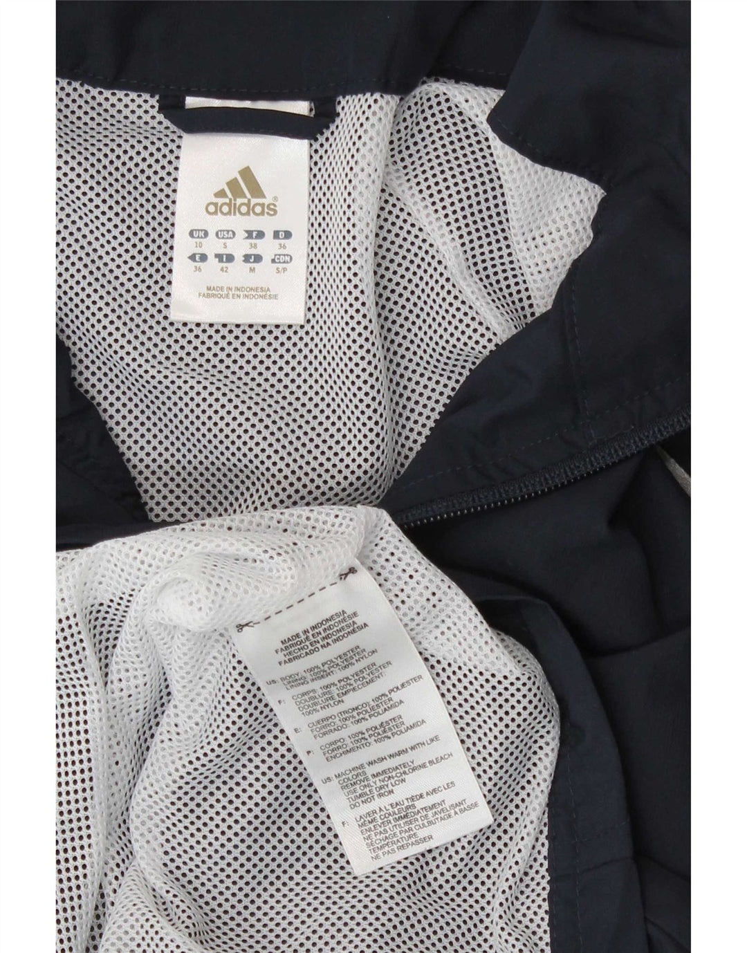 Adidas ženska gornja jakna za trenirku UK 10 Mala tamnoplava poliester