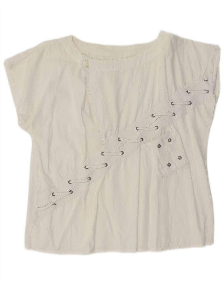 VINTAGE ženska majica kratkih rukava UK 14 Srednje bijela