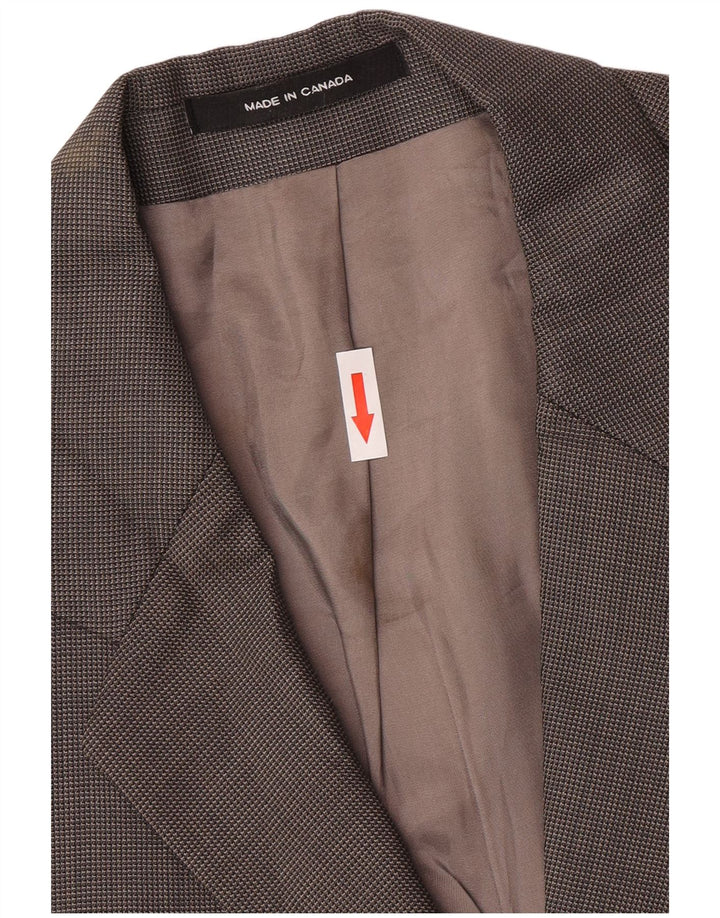 Calvin Klein Mens 3 Button Blazer Jacket UK 42 XL Grey Check Wool