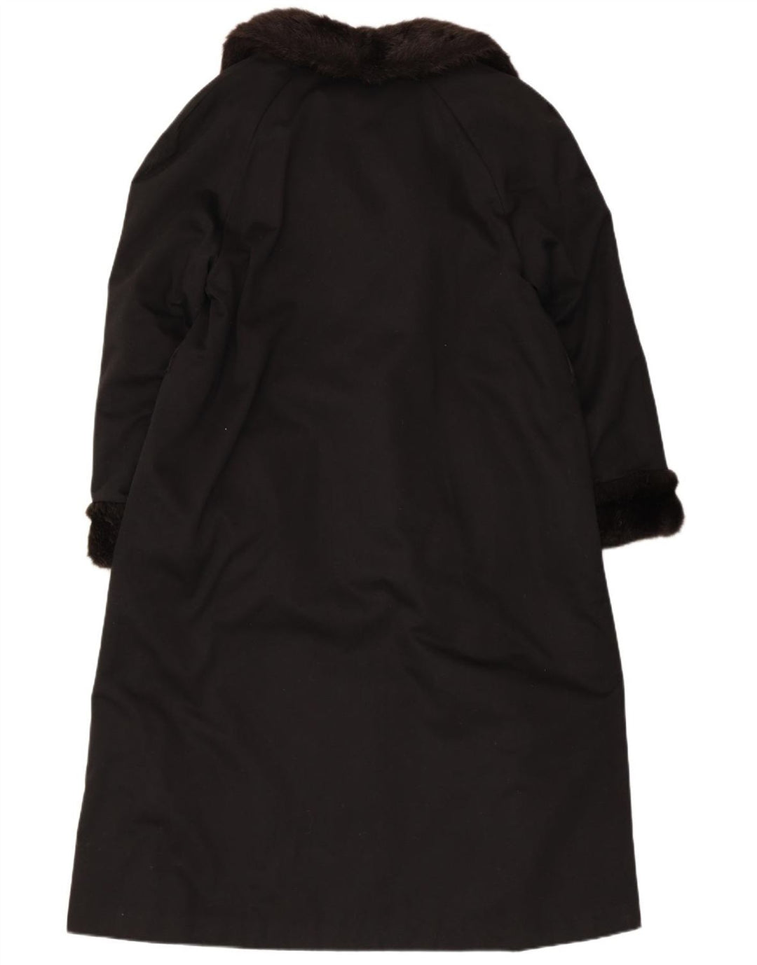 VINTAGE ženski kaput od umjetnog krzna UK 12 Srednje crni akril