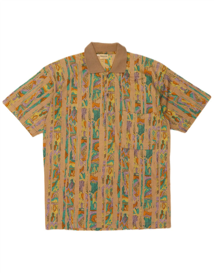 Tobia System Muška polo majica Srednje bež geometrijski pamuk
