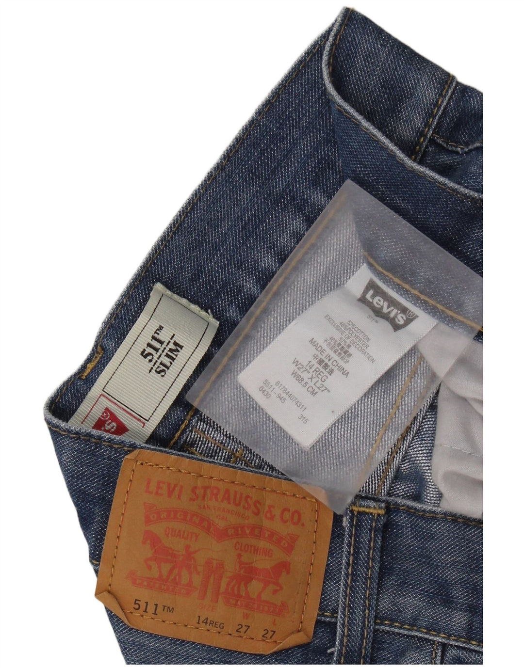 LEVI'S Boys 511 uske traperice 13-14 godina W27 L27 plavi pamuk