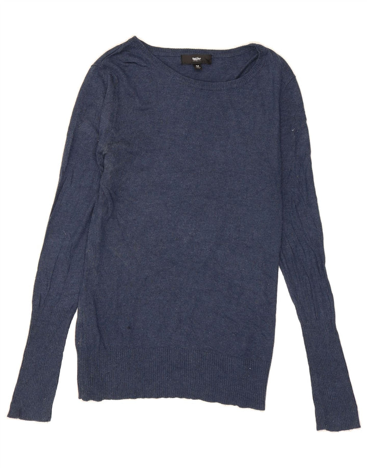 MOSSIMO Womens Boat Neck Jumper Sweater UK 12 Medium Navy Blue Nylon Vintage Mossimo and Second-Hand Mossimo from Messina Hembry 