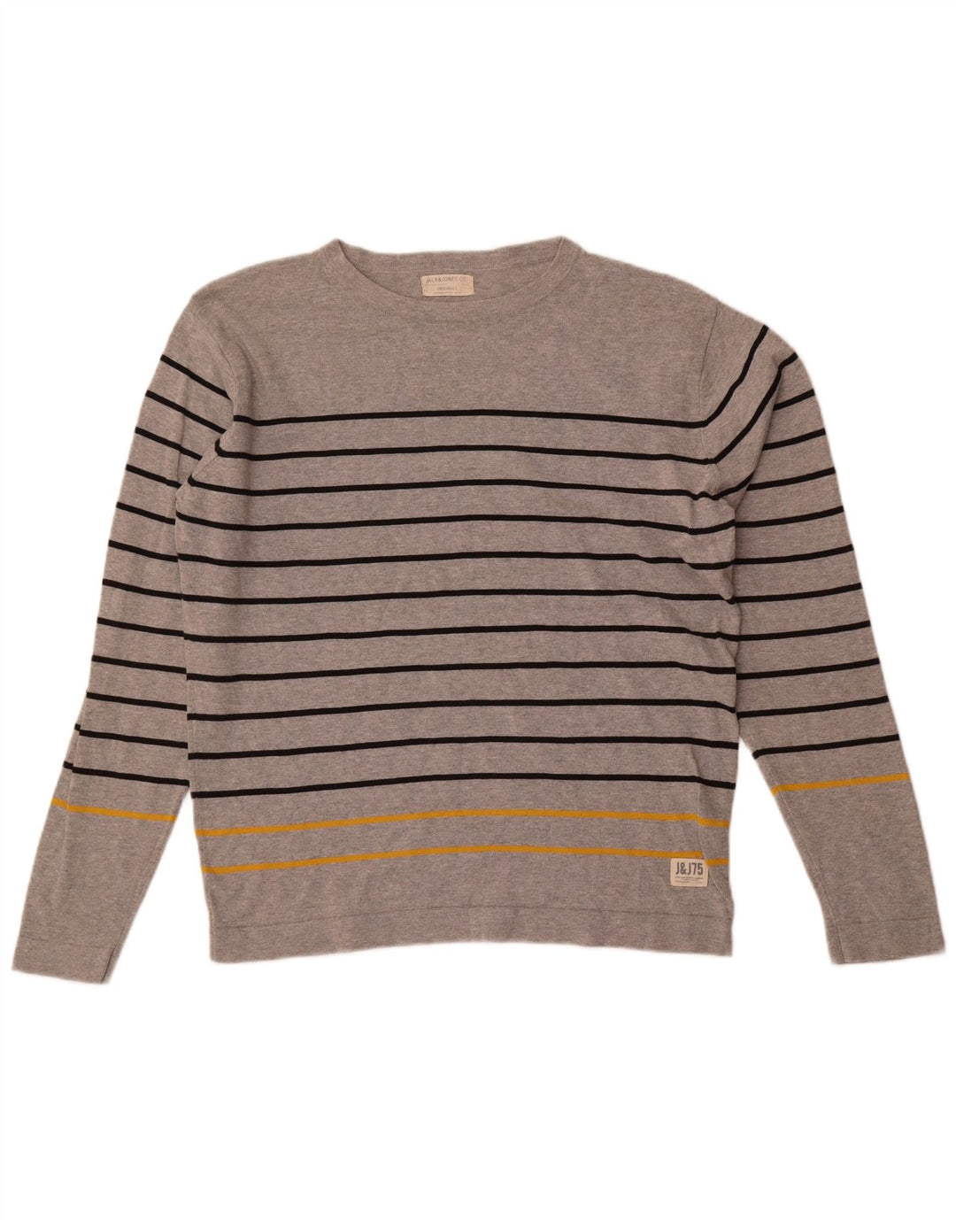 Jack & Jones muška majica dugih rukava 2XL, pamuk na sive pruge