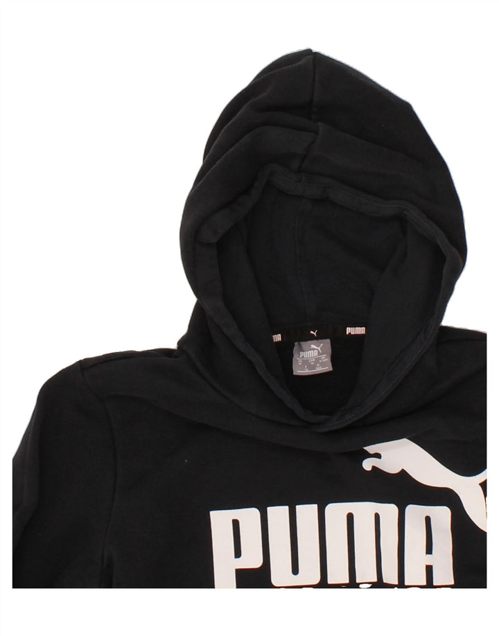 PUMA Boys Graphic Hoodie Jumper 9-10 Years Medium Black Vintage Puma and Second-Hand Puma from Messina Hembry 