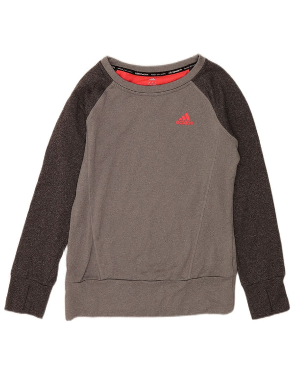 Adidas Ženski Climawarm Sweatshirt Džemper UK 8/10 Small Grey Colourblock