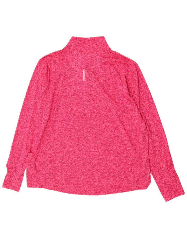 Nike Dri Fit Running Zip Neck Pullover Top XL Pink Flecked