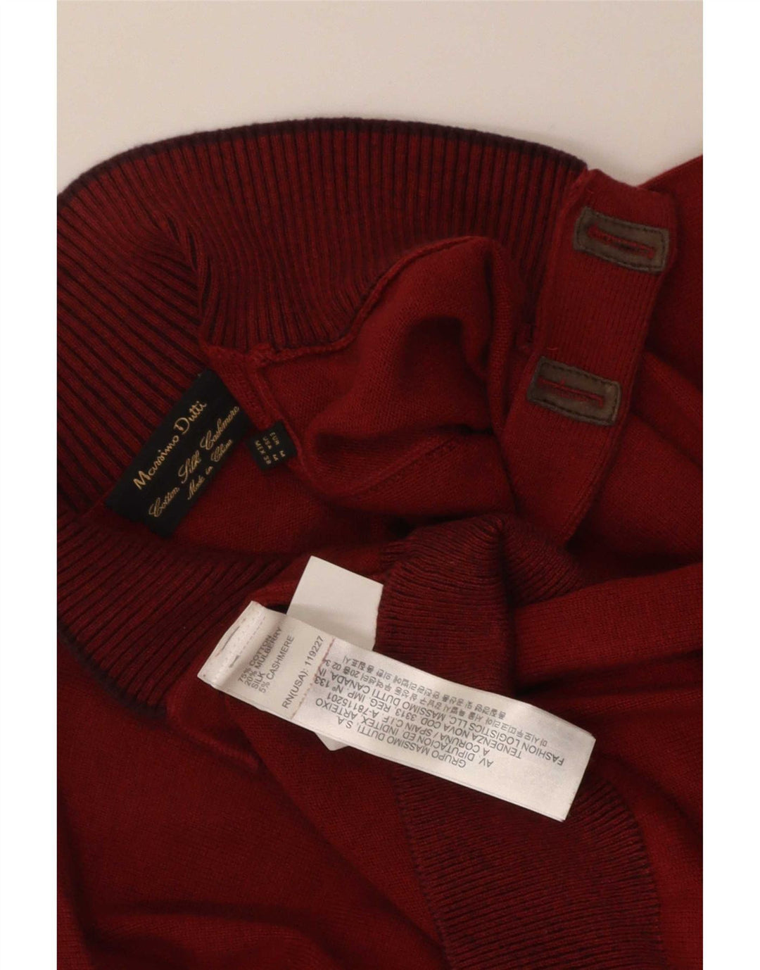 Massimo Dutti muški džemper s dugmadima i ovratnikom Srednje kestenjasti pamuk