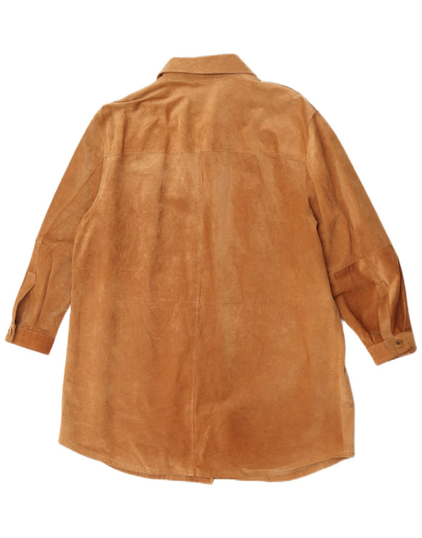 Vintage ženska košulja od brušene kože UK 18 XL smeđa