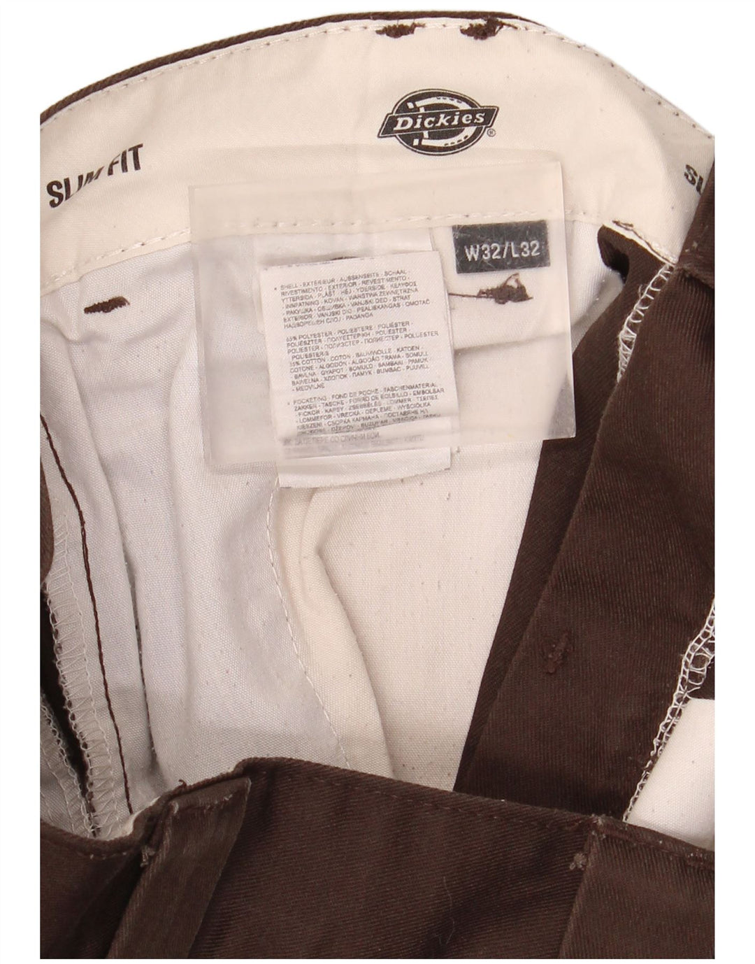 Dickies muške uske chino hlače W32 L32 smeđi poliester