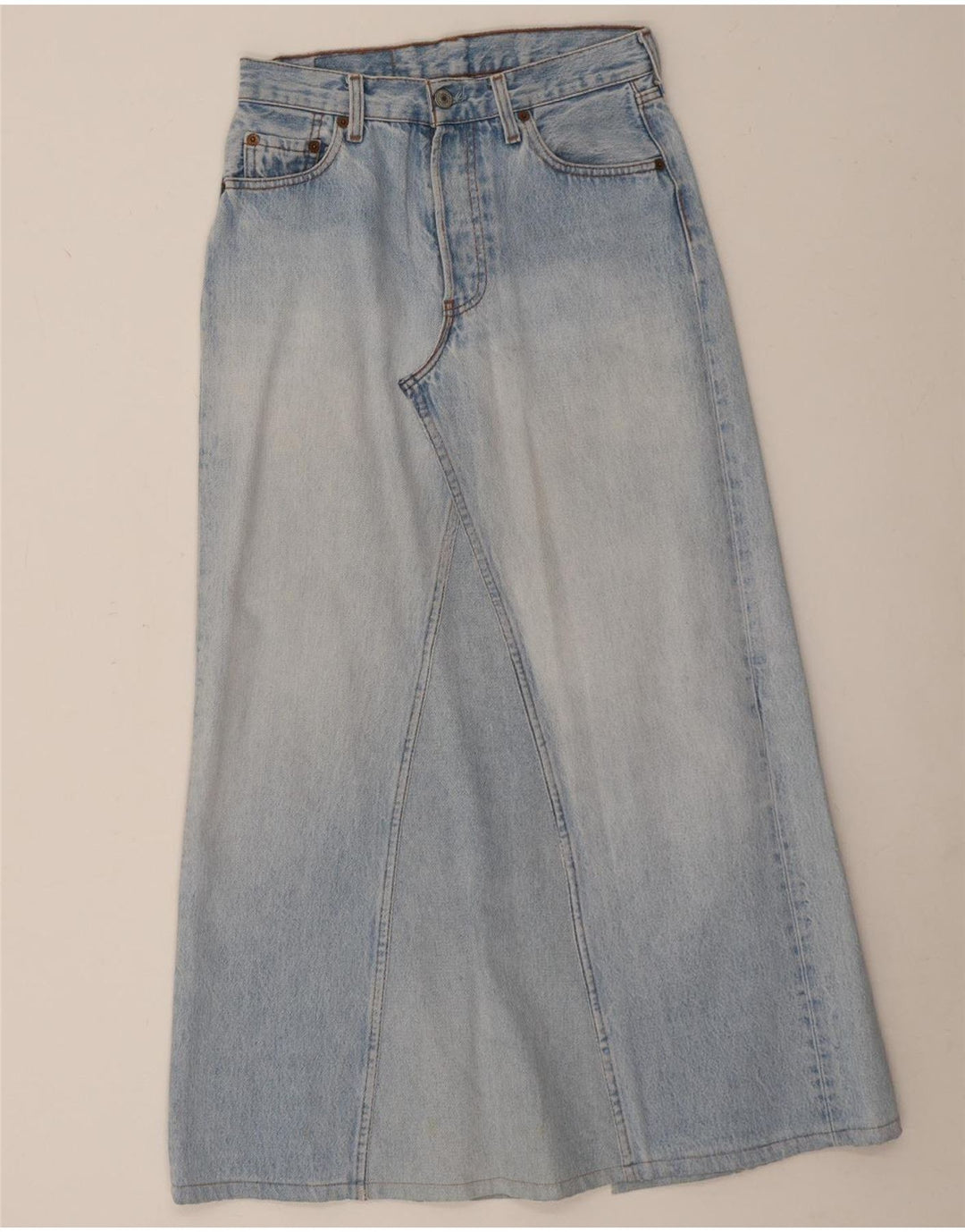 Levi's ženska 501 midi traper suknja W29 mala plava pamuk