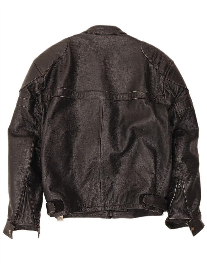 VINTAGE muška kožna trkaća jakna UK 40 velika crna koža