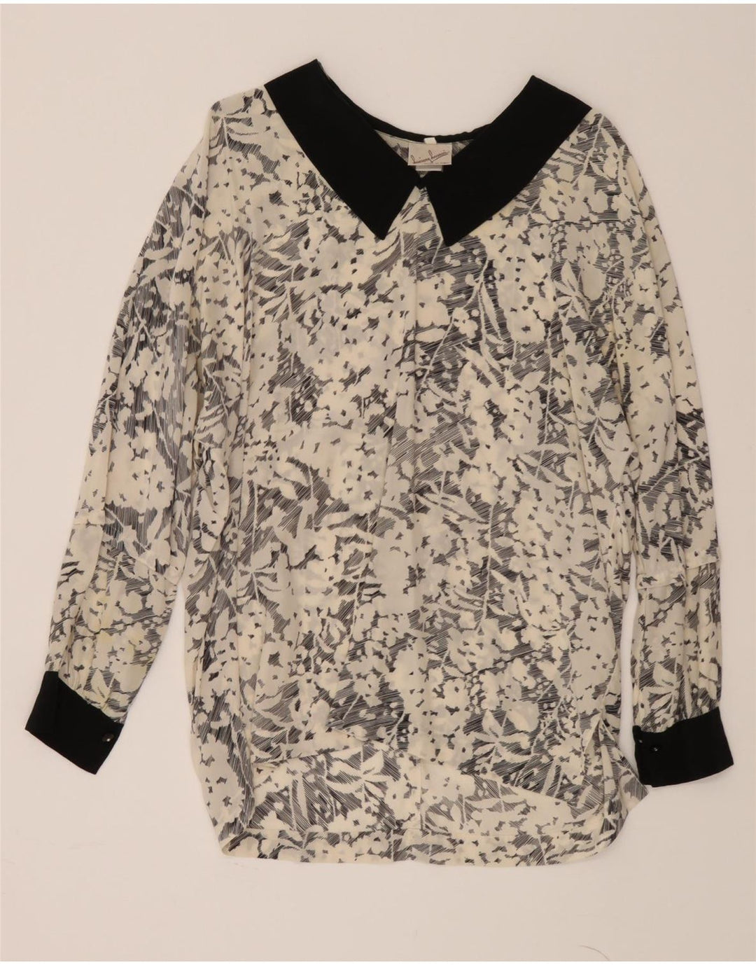 VINTAGE Womens Abstract Pattern Blouse Top IT 46 Large Off White Vintage Vintage and Second-Hand Vintage from Messina Hembry 